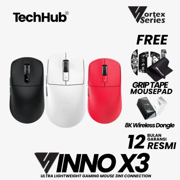 Vortexseries Inno X3 - Black Ultralight Wireless 3in1 Gaming Mouse